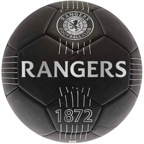 Rangers FC React Crest Leather Detailing Football (5) (Black/White)