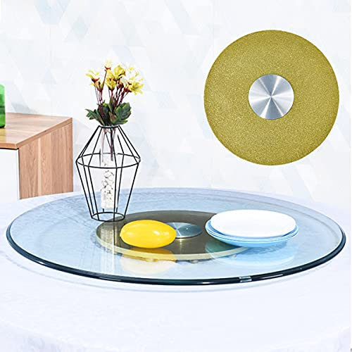 Extra Large 60cm Gold Lazy Susan Turntable for Dining Table Round Tempered Glass Tabletop Rotating Serving Tray Easy to Clean and Transparent