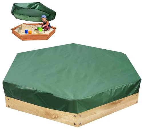 Losxuido Bâche de protection pour bac à sable - Hexagonale - Pour bac à sable - Tissu Oxford avec cordon de serrage - Étanche à la poussière - Jouet (230 x 200 cm)