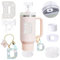 Stanley - Set di 6 accessori per tazza Stanley da 887 ml, 1200 ml, con ciondolo per maniglia, adesivo iniziale personalizzato, coperchio paglia, stivali in silicone