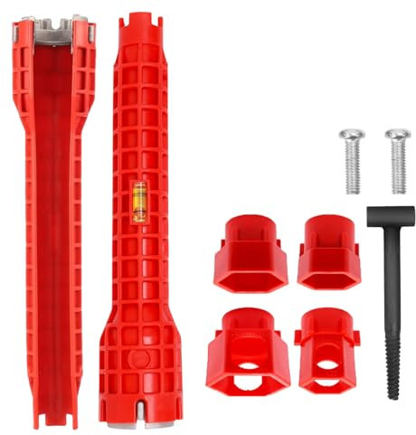 EujRcf 14-in-1 Multifunctional Sink Wrench, Tap Spanner Set with Comfortable Grip, Anti-Slip Faucet and Sink Installer, Multi-Functional Sink Wrench for Kitchen Bathroom Toilets