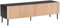 Meuble TV Moderne en MDF Bois Clair avec 2 Tiroirs et Façade Striée Meuble de Salon Noir Blythe