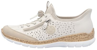 Rieker Damen Sneaker N42G0, Damen Low-Tops, herausnehmbare Innensohle, cremefarben, 39 EU