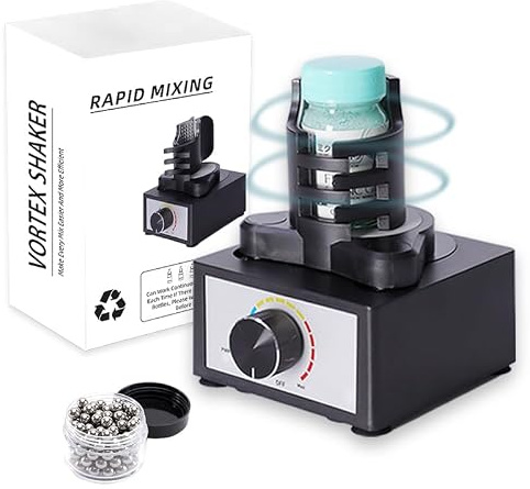 LABHOUSE 2400RPM Vortex Mixer Model Paint Shaker & 100PCS Balls Stainless Steel Cap.100ML for Hobby Acrylic Paints,Nail Polish,Pigment,Eyelash Glue Adhesives