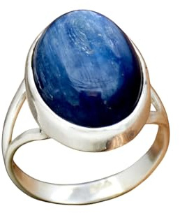 Natural Blue Kyanite Ring 925 Sterling Silver Ring Oval Gemstone Boho Ring March Birthstone Promise Ring Gift For Her