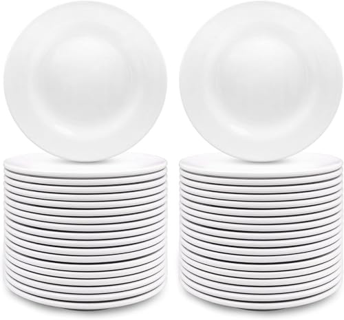 Malloom Set di 36 piatti da dessert in melamina, piatti da insalata bianchi, 15 cm, piccoli piatti rotondi per antipasti, snack, contorni, feste, piatti da portata, lavabili in lavastoviglie e