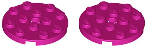 LEGO Plate, Round 4 x 4 with Hole, Part 60474 (Magenta, 2, Bricks)