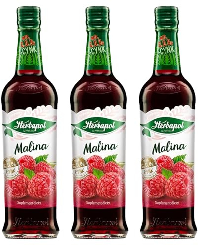 Herbapol Himbeere Sirup 3x 420ml - Getränkesirup für Wasser - Vitamin C B6 D