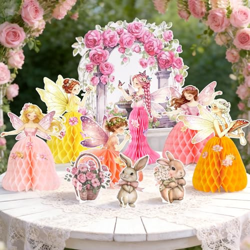 SUNBEAUTY 10 Stück Rosa Feen Geburtstag Deko Oster Deko Fee 1. Geburtstag Dekorationen Zauberhafte Fee Schmetterling Mittelstücke für kindergeburtstag Gartenparty Babyparty FrüHling Sommer Deko Innen