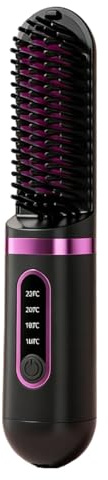 yeeplant Kabellose Haarglätter Bürste, Keramik Hot Comb 40 Min, 4 Temperatureinstellungen, USB Wiederaufladbares Styling-Werkzeug, USB-C, Haarspange