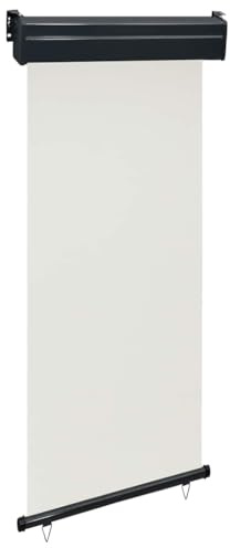 Foknhdi Seitenmarkise 85x250 cm Creme mit Kurbel UV-Schutz Sichtschutz Terrasse Balkon platzsparende Verdunkelung Robustes Material für Outdoor-Nutzung