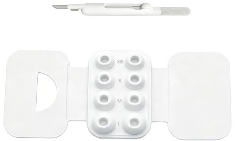 4 Paar Silikon-Ohrstöpsel für AirPods Pro 1/2/3 mit Reinigungsset, Ersatz-Ohrpolster mit Geräuschreduzierung, Tragbare Aufbewahrungsbox, Bequeme Passform (XS/S/M/L) - Weiß