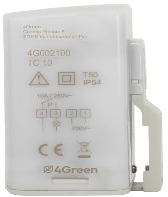 4GREEN TC 10 - Interruttore Crepuscolare da Esterno 230V IP54, Sensore Crepuscolare per Accensione Automatica Luci, Installazione a Parete o Palo, Relè 10A, Soglia 3-70 Lux