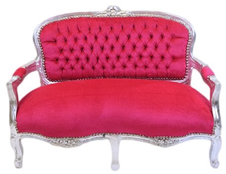 Casa Padrino Barock Kinder Sitzbank Pink/Silber Antik Stil Kinder Sofa