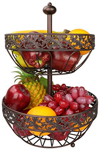 Vintage Tieyi Storage Basket,Make Old Craft Fruit Dessert Bread Basket,Metal Display Bowl Metall Obstkorb, Mehrschichtige Obstkorb,2 LayerObstkorb,obstschale,obst stander,obsthalter (style2)