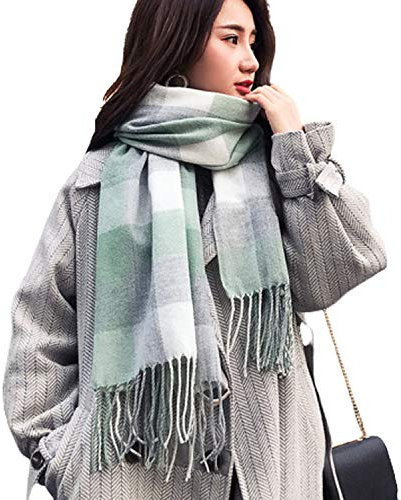 Tuopuda Damen Schal Kariert Pashmina XXL Stolen übergroßer Herbstschal Winterschal Karo Tartan Schultertuch Plaid Deckenschal Modeschal Weicher Warmer Oversized Fransen Poncho, M, Einheitsgröße