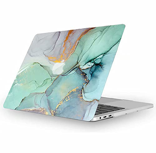 Fancity Case for MacBook Pro 13 A2338/A2289/A2251/A2159 2022-2016 M2 M1 | Hard Plastic Protective Case for Mac Pro 13 A1989/A1706/A1708 with Touch Bar & Touch ID (2016-2022), Shockproof,Marble Green
