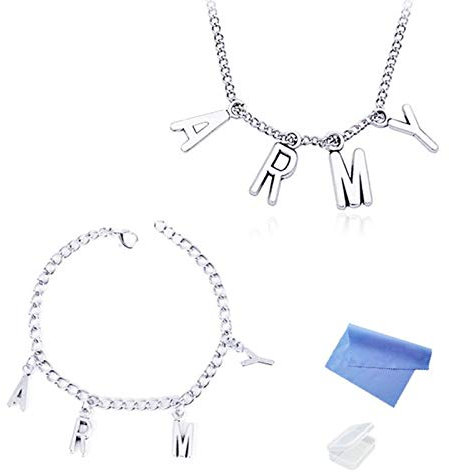 XHBTS Halskette Bangtan Boys Army A.R.M.Y Anhänger und Armband mit Mini-Stoff und Mini-Box