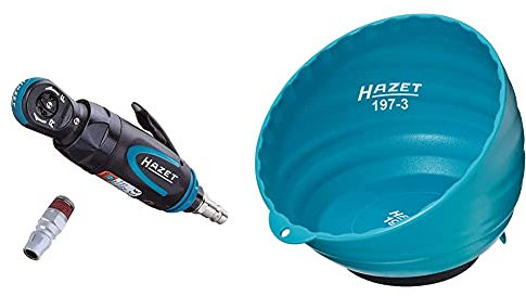Hazet Mini-Ratschenschrauber (3/8 Zoll Vierkantantrieb, 300 Umdrehungen/min, Luftbedarf: 103 l/min) 9021P-2 & Magnetschale aus leichtem Kunststoff (robust, starker Magnet) 197-3