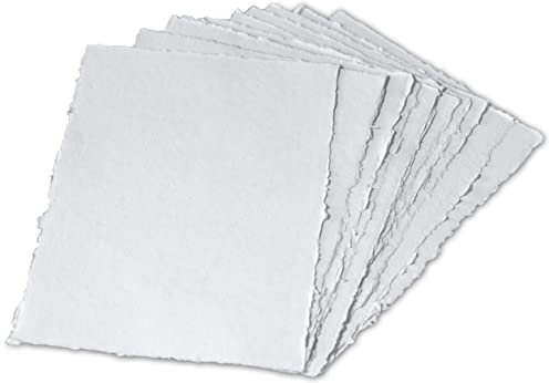 Wanderings Dickes Handgeschöpftes Aquarellpapier Mit Büttenrand – 23x30,5 cm – 300 gsm – Hochwertiges, Kaltgepresstes, Strukturiertes Papier Aus Recycelter Baumwolle – 25 Lose Blattblätter