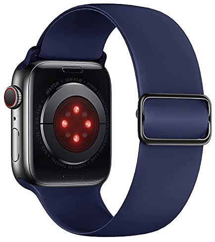 Tasikar Compatible con Correa Apple Watch 41mm 40mm 38mm, Pulseras de Repuesto de Silicona, Correas Deportiva Elástica Ajustable Compatible con Apple Watch SE Series 9 8 7 6 5 4 3 2 (Azul Medianoche)