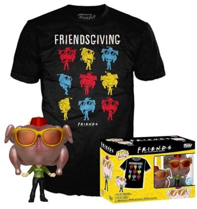 Funko Pop! & Tee: Friends-onica Monica With Turkey Turkey - Medium - T-Shirt - Clothes With Collectable Vinyl Figure - Gift Idea - Toys and Short Sleeve Top for Adults Unisex Men and Women - TV Fans