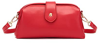 NICOLE & DORIS Klein Umhängetasche Schultertasche Damen Crossbody Tasche Leichte Kuriertasche PU Leder Handtasche Elegante Handy Tasche Rot