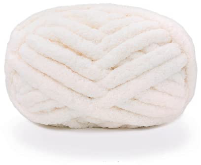 iKneonei 3 x 230 Gramm Dicke Wolle Garn Strickgarn, Super Soft Chenille Chunky Yarn, Bulky für Teppiche, Sofadecken, Decken, Heimdekoration, Armstricken - White
