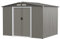TANGZON 7x4FT/8.5x7/9x6FT Metal Garden Shed, Galvanized Roof Tool Storage House with Double Sliding Doors, Floor Foundation, Ramp & Louvers, Outdoor Gardening Shed Box (8.5x7FT, Dark+Light Grey)