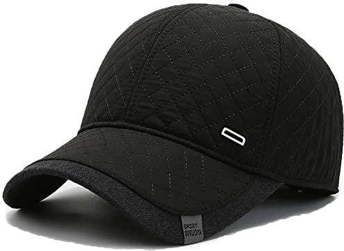 FASHIXD Winter Baseball Cap Herren Wintermützen mit Ohrenklappen Kaltes Wetter Caps Verstellbar, Schwarz, Einheitsgröße
