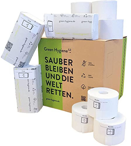 Green Hygiene Sparpaket mit KORDULA und FRIEDA, Toilettenpapier, 3-lagig, 400 Blatt, Falthandtücher, 25 x 23cm, Z-Falz, co2-neutralisiert, plastikfrei, Recyclingmaterial