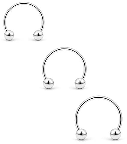 Body CAC 3 Stück-1,0mm Septum Piercing Hufeisen Chirurgenstahl 18g, 3mm Glatte Kugel Chirurgenstahl Kreisförmige Nasenringe,Hufeisen Septum Piercing für Frauen