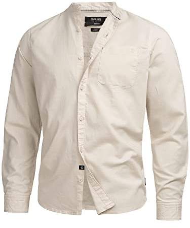 Indicode Herren INRaffi Langarmhemd aus Baumwoll-Leinenmix mit Brust-Tasche | Klassisches Herrenhemd aus 70% Baumwolle mit Brusttasche, Freizeithemd, Langarmhemd, Baumwollhemd, Casualhemd für Männer