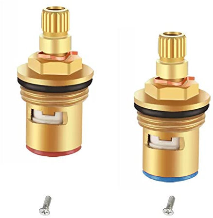 2PCS Replacement Tap Valves Kitchen Mixer tap Cartridge Replacement Brass Ceramic Stem Disc Cartridge Faucet tap Cartridge Replacement 1/4 Turn for Bathroom Kitchen