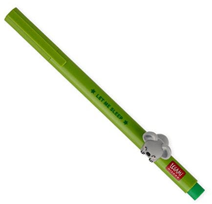 Legami - Penna Gel con Animaletto decorativo, Evita il rotolamento, Inchiostro Verde, Animaletto rimovibile e ricombinabile, Punta 0,5 mm, Tema Koala, 1 Unità (Confezione da 1)