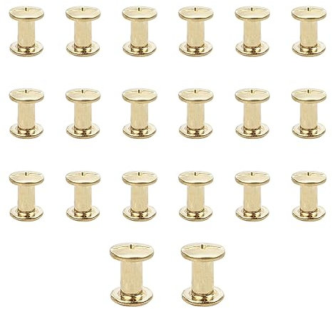 JJWNMLL Lot de 20 vis Chicago M5x10mm Chicago Vis de reliure Chicago Rivet à clous en métal Vis Chicago à tête cruciforme pour ceinture en cuir Bricolage Livre de scrapbooking - Couleur or