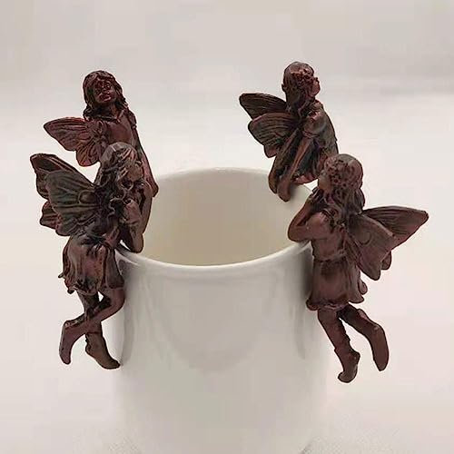 RJSQAQE Miniatur-Feen-Figur, Blumentopf und Vase, Blumenfeen-Anhänger, hängende Tasse, Kunstharz-Blumentöpfe, hängende Feen-Ornamente, Vintage-Engel-Statue