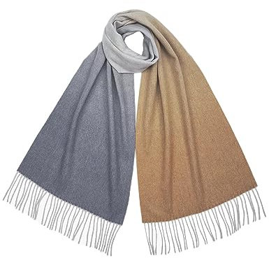 SEECOSY Schal aus Kaschmir und Lammwolle – warmer, weicher doppelseitiger Wendeschal im Ombré-Stil, Geschenk für Männer und Frauen