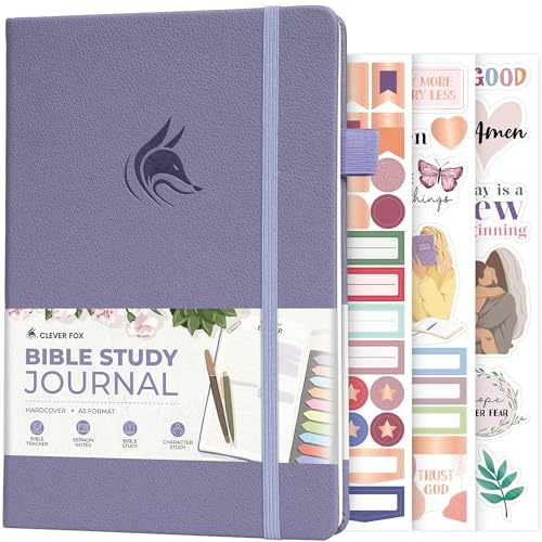 Clever Fox Bibelstudiedagbok – kyrkonoter anteckningsbok – kit för anteckningar och journalföring – trobaserade religiösa gåvor och tillbehör (lavendel)