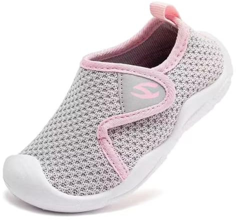Meik Mangni Bambini Pantofole da Casa Antiscivolo Ragazzi Scarpe Primi Passi Ragazze Scarpe da Sportivi Scarpe Interne a Maglia Grigio Rosa 26 EU