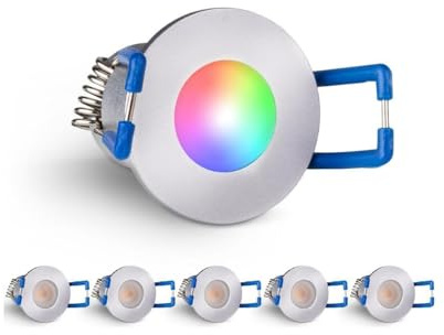 3W LED Mini Einbaustrahler, RGBW farbwechsel, Dimmbar über Funk + Wi-Fi, Aluminium, IP65 Wassergeschützt, Innen- und Außenbeleuchtung (Silber, 6x Minispot)