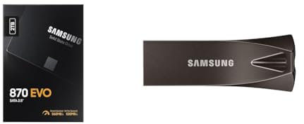 Samsung SSD 870 EVO, 2 TB, Form Factor 2.5 Inch, Intelligent Turbo Write, Magician 6 Software, Black & flash drive Titanium Gray 256 GB