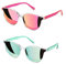 Sumato Sunglasses Womens, Cat Eye Pink Sunglasses for Women with Trendy Mirrored Lens UV400 Blocking Pink Green