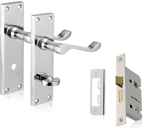 Victorian Scroll Bathroom Door Handles with Lock Set