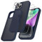 FLLAO 4 en 1 Funda para iPhone 14 con 2 Protector Pantalla y 1 Protector Lente Cámara, [Almohadilla de Aire integrada] Antigolpes Antiarañazos Carcasa 6,1 Pulgadas, Azul Oscuro