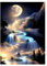Doafoce Diamond Painting Erwachsene Kinder 5D Landschaft Vollmond leuchtender Wasserfall Diamont Painting Bilder Diamant Painting Bastelset für Home Wand Decor (30x40cm)