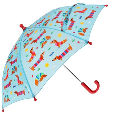 Rex London Regenschirm Push-up Kinder Wurst Hund Hellblau 70cm×70cm×53cm, hellblau, 70 cm × 70 cm × 53 cm