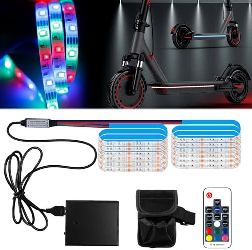 Led Strip, Hochwertigem Wasserdicht Led Streifen mit Fernbedienung, Faltbare Led Strip, Einstellbaren Farben Led Streifen Lichter für Elektroroller-Zubehör, Party und Dekoration