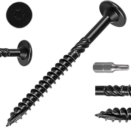 Dayalo Vis à bois Torx 6,3 x 150 mm, 50 pièces, Noir, Tête plate, Construction de toit, Vis avec tournevis