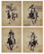 SUPERDANT 4 Stück Western Cowboy Wandgemälde Bild Reiten Wanddrucke Vintage Zeitung Ölgemälde Auf Leinwand Männerhöhle Dekor Für Wohnzimmer Schlafzimmer Küche Ungerahmt 25x20cm